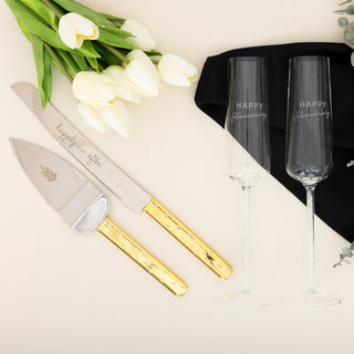 Happy Anniversary Gift Boxed 7 oz Glass Toasting Flute Set