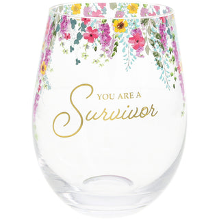 You Are a Survivor Gift Boxed 17 oz Stemless Wine Glass