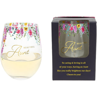 Beautiful Aunt Gift Boxed 17 oz Stemless Wine Glass