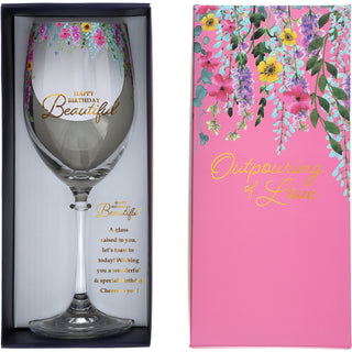 Happy Birthday Gift Boxed 19 oz Crystal Wine Glass