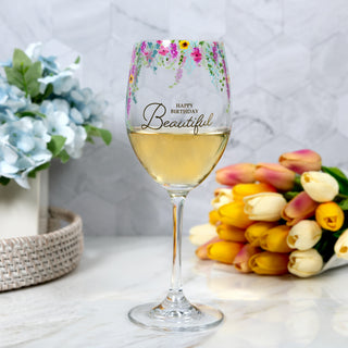 Happy Birthday Gift Boxed 19 oz Crystal Wine Glass