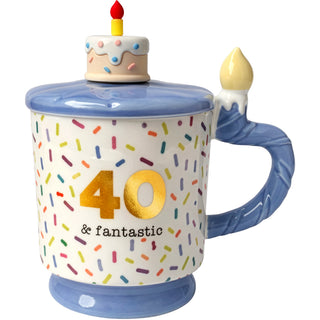 40 14 oz Mug with Birthday Cake Lid