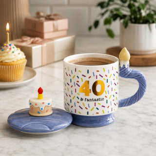 40 14 oz Mug with Birthday Cake Lid