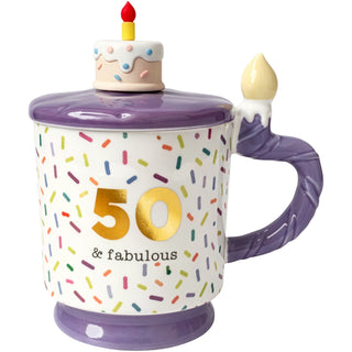 50 14 oz Mug with Birthday Cake Lid