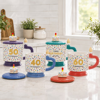 50 14 oz Mug with Birthday Cake Lid