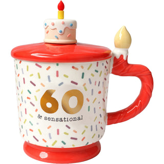 60 14 oz Mug with Birthday Cake Lid