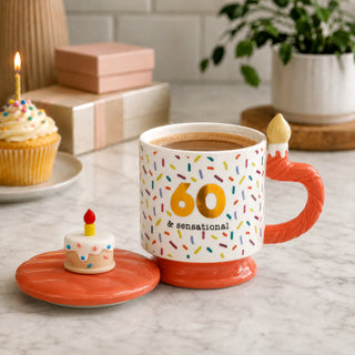 60 14 oz Mug with Birthday Cake Lid
