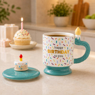 Happy Birthday 14 oz Mug with Birthday Cake Lid