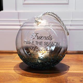 Holiday Friends 9.5" Emerald Beaded Glass Lantern