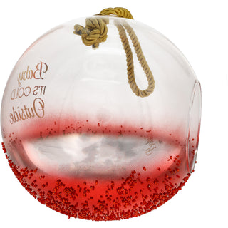 Baby It's Cold 9.5" Ruby Beaded Glass Lantern