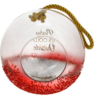 Baby It's Cold 9.5" Ruby Beaded Glass Lantern