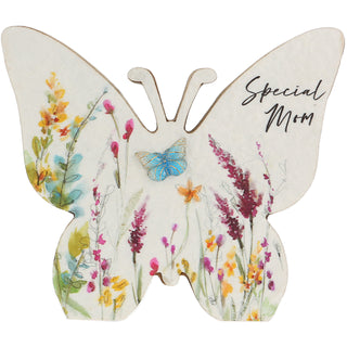 Mom 5" MDF Butterfly Plaque