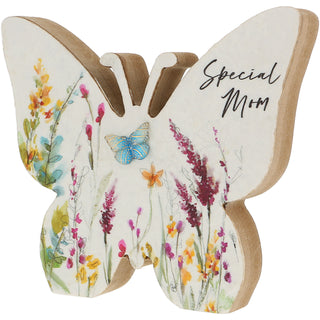 Mom 5" MDF Butterfly Plaque