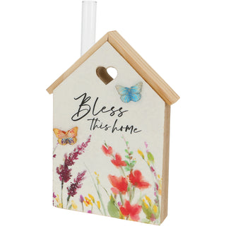 Home 7" MDF House Plaque with Vase