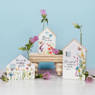 Home 7" MDF House Plaque with Vase