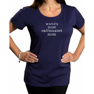 Caffeinated Mom Small Navy Blue T-Shirt