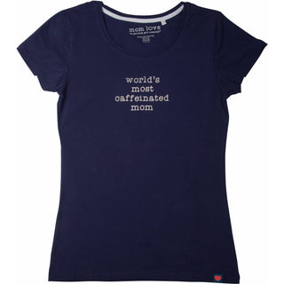 Caffeinated Mom Small Navy Blue T-Shirt
