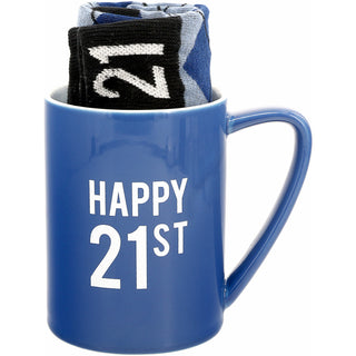 Happy 21st 18 oz Mug and Sock Set