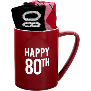 Happy 80th 18 oz Mug and Sock Set