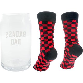 Badass Dad 16 oz Beer Can Glass and Sock Set