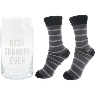 Best Grandpa 16 oz Beer Can Glass and Sock Set