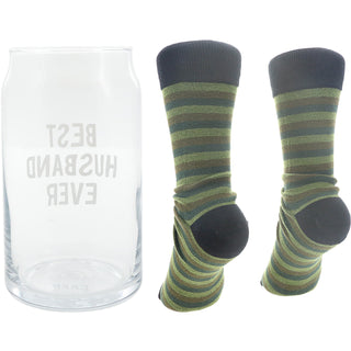 Best Husband 16 oz Beer Can Glass and Sock Set