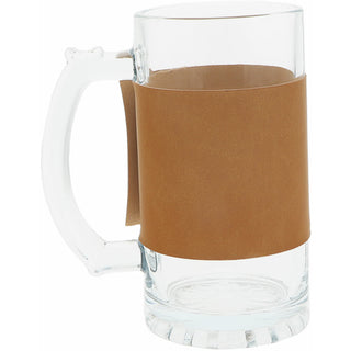 Greatest Dad 16 oz Glass Stein with PU Leather Wrap