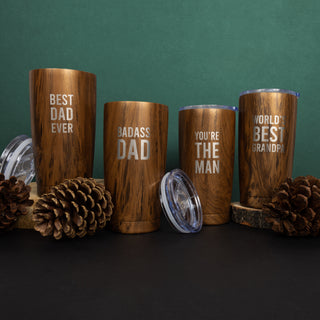 Dad 20 oz Wood Finish Stainless Steel Travel Tumbler