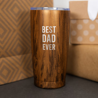 Dad 20 oz Wood Finish Stainless Steel Travel Tumbler