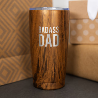 Badass Dad 20 oz Wood Finish Stainless Steel Travel Tumbler