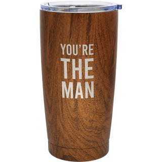 The Man 20 oz Wood Finish Stainless Steel Travel Tumbler