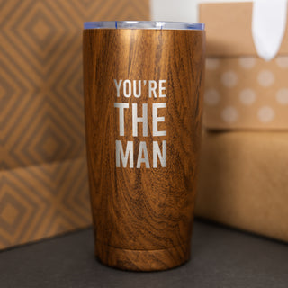 The Man 20 oz Wood Finish Stainless Steel Travel Tumbler