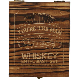 You're the Man Wooden Gift Box with Rocks Glass and Slate Coaster