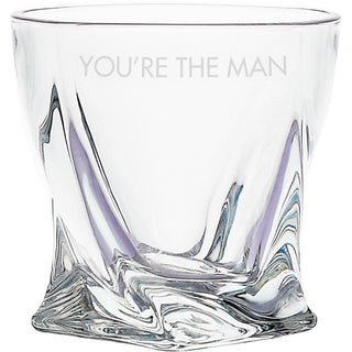 You're the Man Wooden Gift Box with Rocks Glass and Slate Coaster