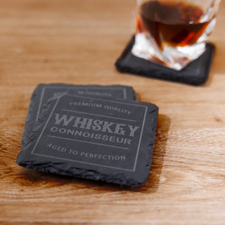 You're the Man Wooden Gift Box with Rocks Glass and Slate Coaster