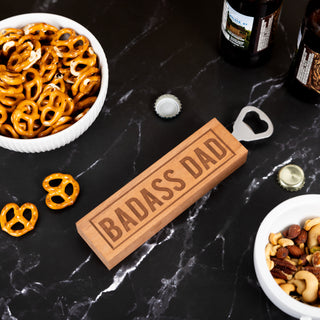 Badass Dad 2" x 7" Wooden Bottle Opener