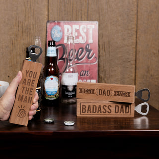 Badass Dad 2" x 7" Wooden Bottle Opener