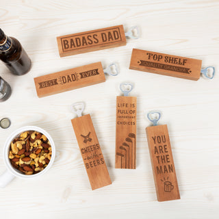 Badass Dad 2" x 7" Wooden Bottle Opener