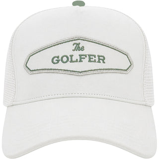 The Golfer White Suede Adjustable Trucker Hat