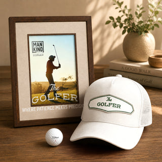 The Golfer White Suede Adjustable Trucker Hat