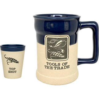 The Fisherman 15 oz Ceramic Stein & 2 oz Shot Glass Set