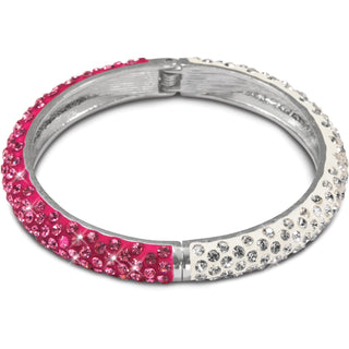 White & Fuchsia Bracelet 2.64" White and Pink Crystal Bangle Bracelet