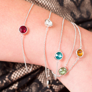 Liza Birthstone January Garnet 6.5"-7.625" Crystal Bracelet made from Austrian Crystals