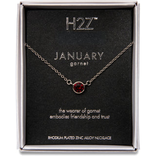 Liza Birthstone January Garnet 17"-18.5" Necklace with 0.25" Crystal Pendant made from Austrian Crystals