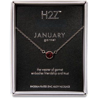 Liza Birthstone January Garnet 17"-18.5" Necklace with 0.25" Crystal Pendant made from Austrian Crystals