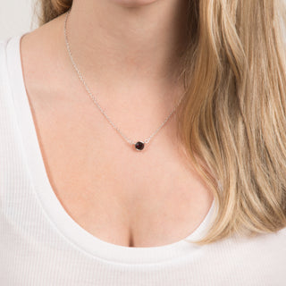 Liza Birthstone January Garnet 17"-18.5" Necklace with 0.25" Crystal Pendant made from Austrian Crystals