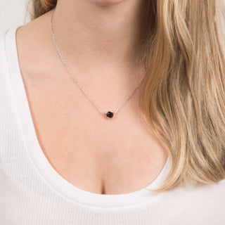 Liza Birthstone January Garnet 17"-18.5" Necklace with 0.25" Crystal Pendant made from Austrian Crystals