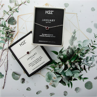 Liza Birthstone January Garnet 17"-18.5" Necklace with 0.25" Crystal Pendant made from Austrian Crystals