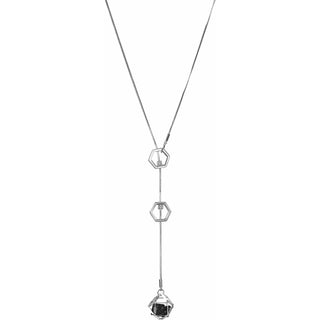 Rose Water Opal Rose Gold Hexagon - 18.5" Austrian Crystal Sweater Necklace