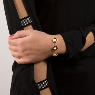 Crystal Gold Hexagon - 2" - 3" Austrian Crystal Drawstring Bracelet